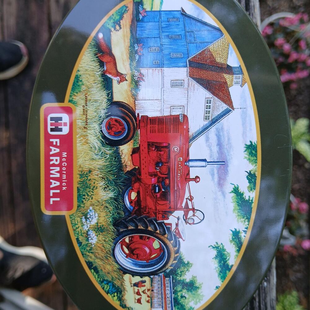 McCormick Farmall Advertising Tin Oval tractor farm scene